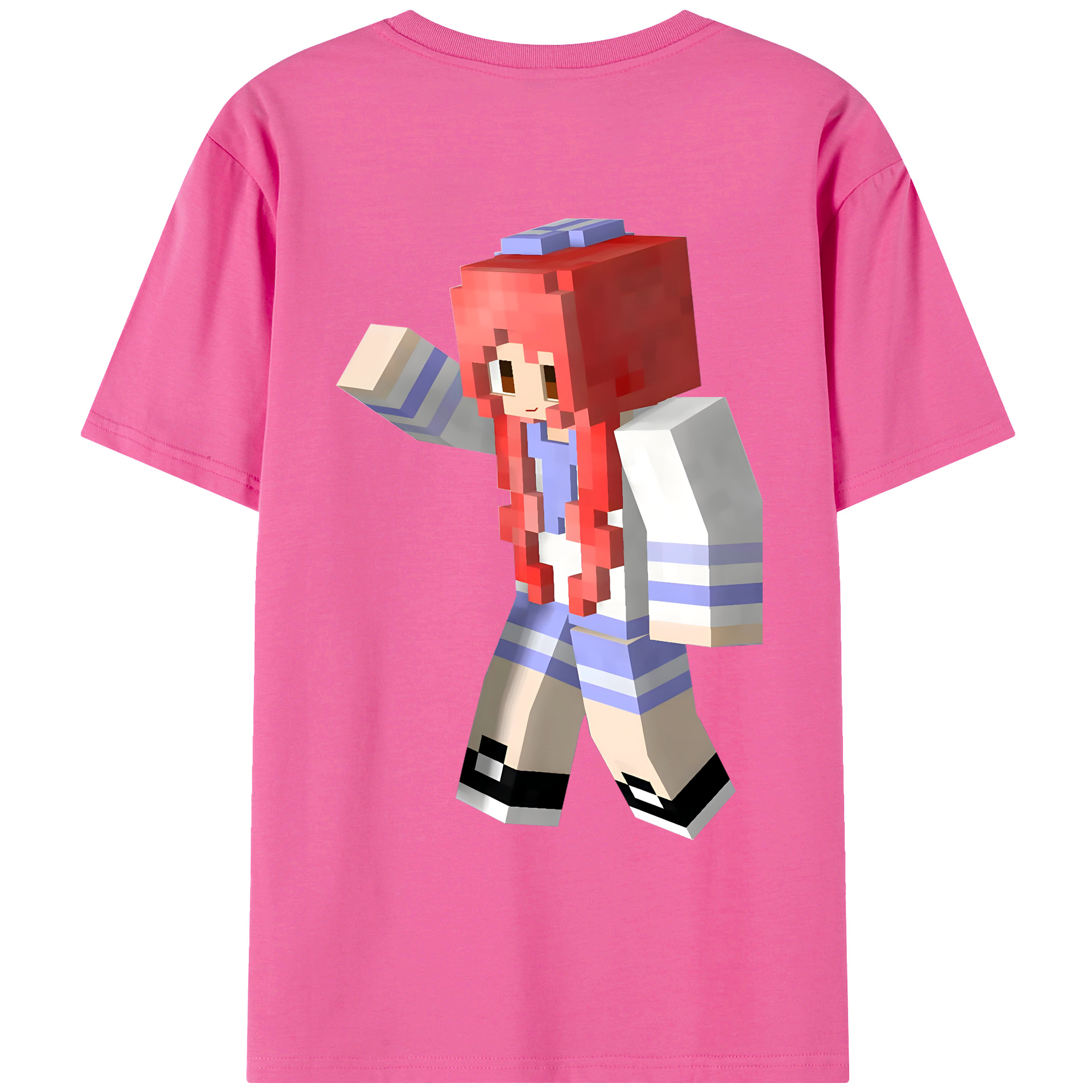 （画像用） マインクラフト ブロックの世界 Minecraft MC Block world レディース半袖Tシャツ(バックプリント)